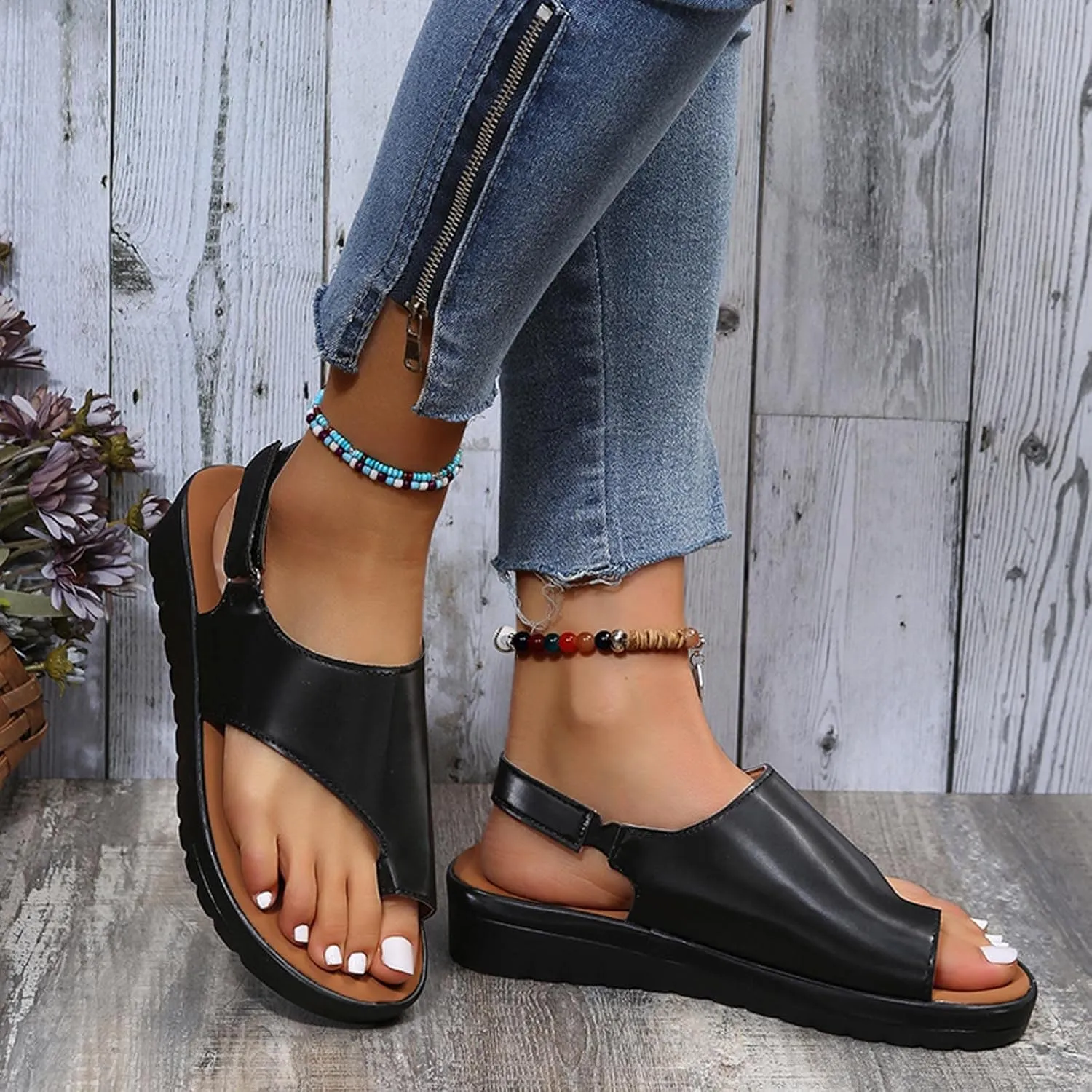Summer Wedge Heel Open Clip Toe Sandals for Women Comfortable Casual Footwear Trendy Flats for Everyday Use