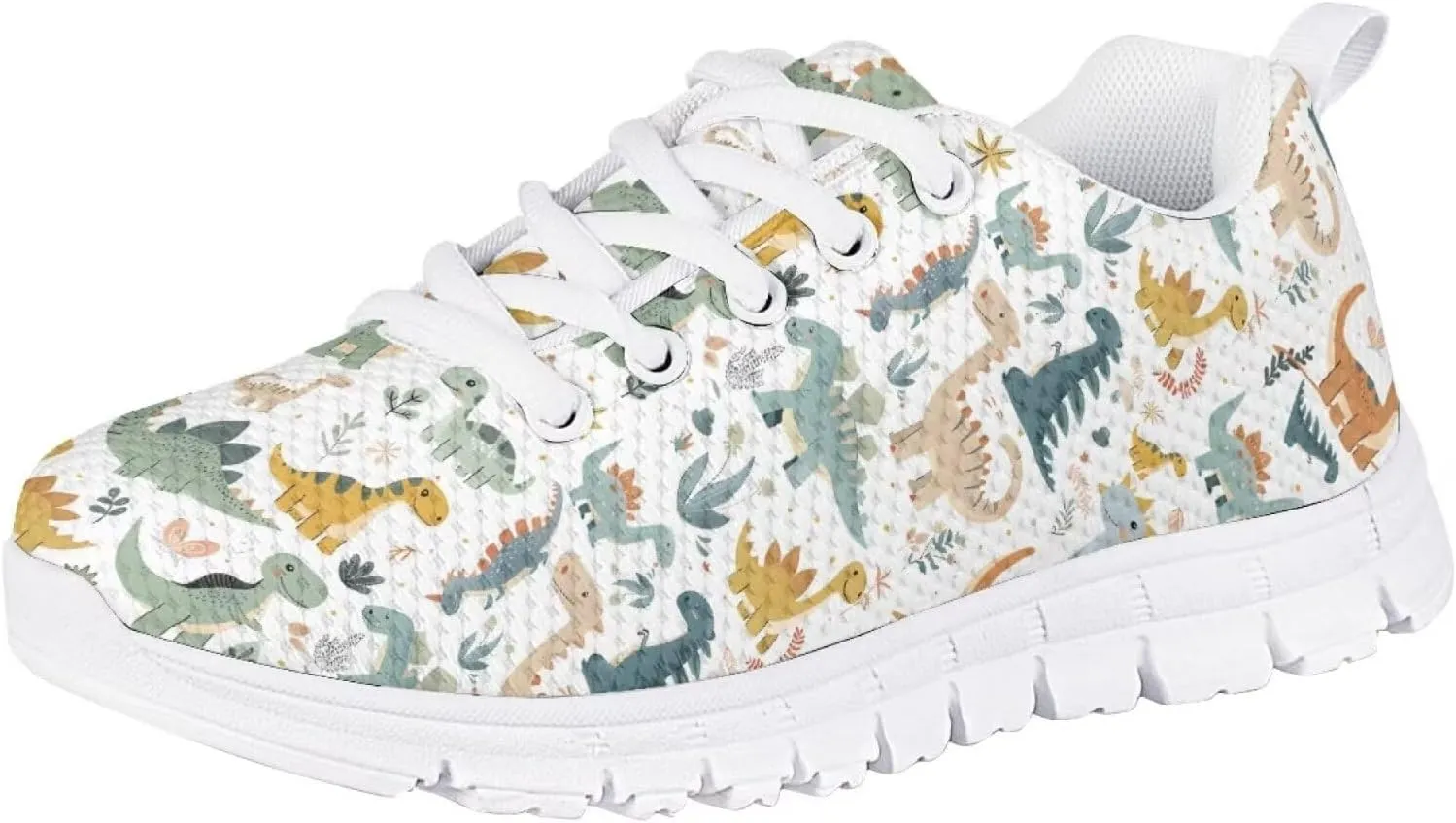 SYtrade Girl's Running Shoes Lace Up Walking Tennis Sneakers Lightweight White Sole
