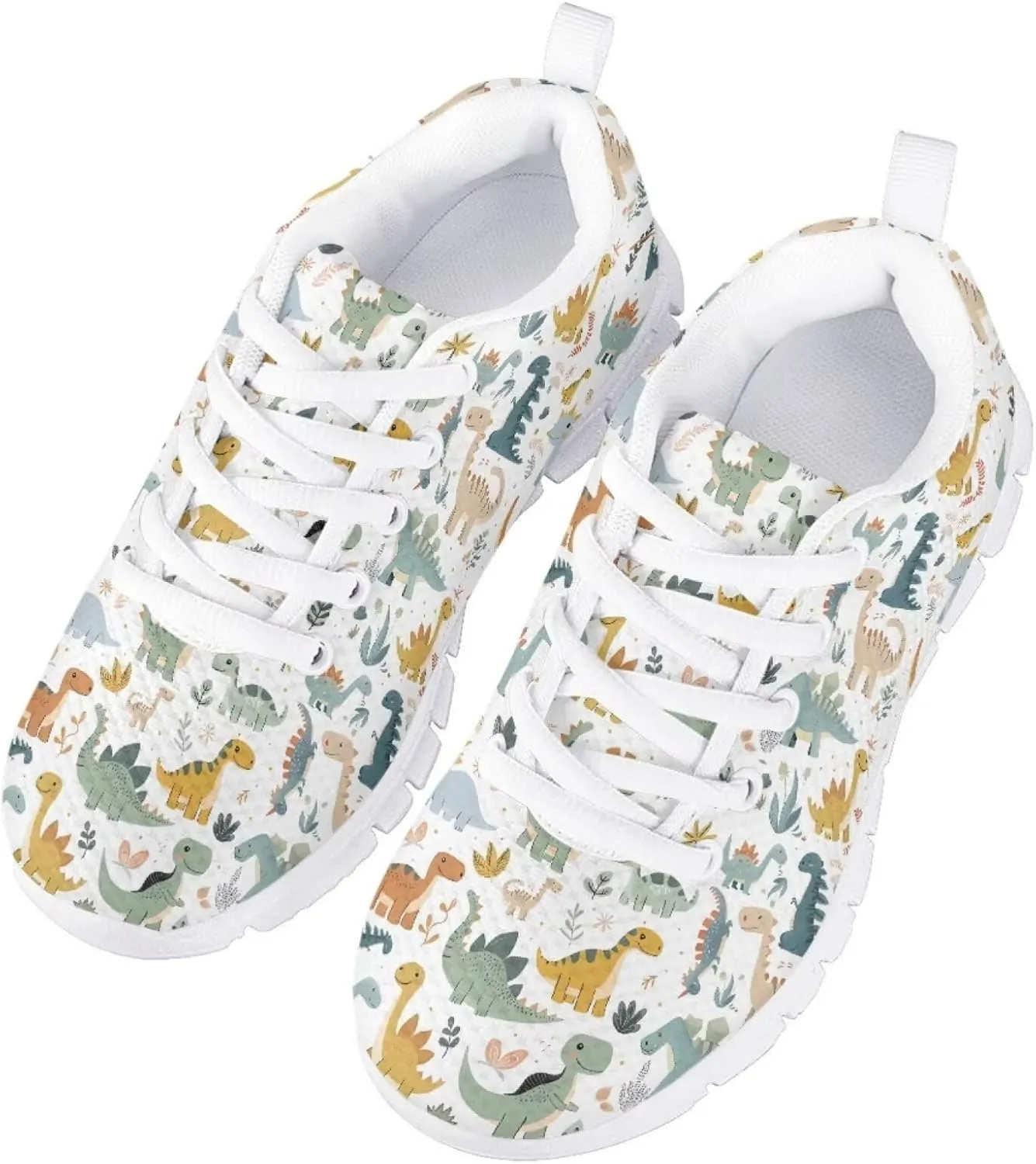 SYtrade Girl's Running Shoes Lace Up Walking Tennis Sneakers Lightweight White Sole