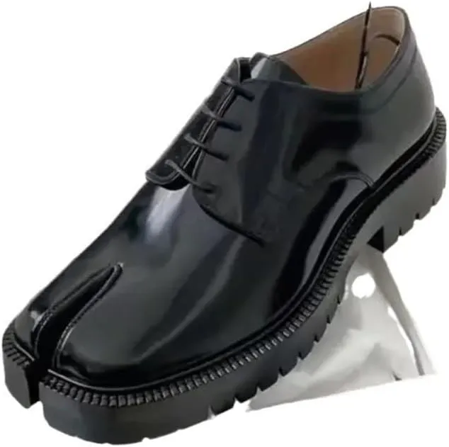 Tabi Shoes Split Toe Leather Chunky Platform for Women Girls Summer Non Slip Lightweight Round Toe Wide Width Casual Cute Y2K Kawaii Footwear Spring Fall Outdoors Everyday Wear