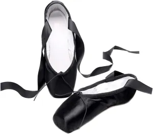 TangDao Girl's Professional Canvas Ballet Dance Toe Shoes Professional Satin Pink Ballet Pointe Ballet Flats Shoes with Ribbons