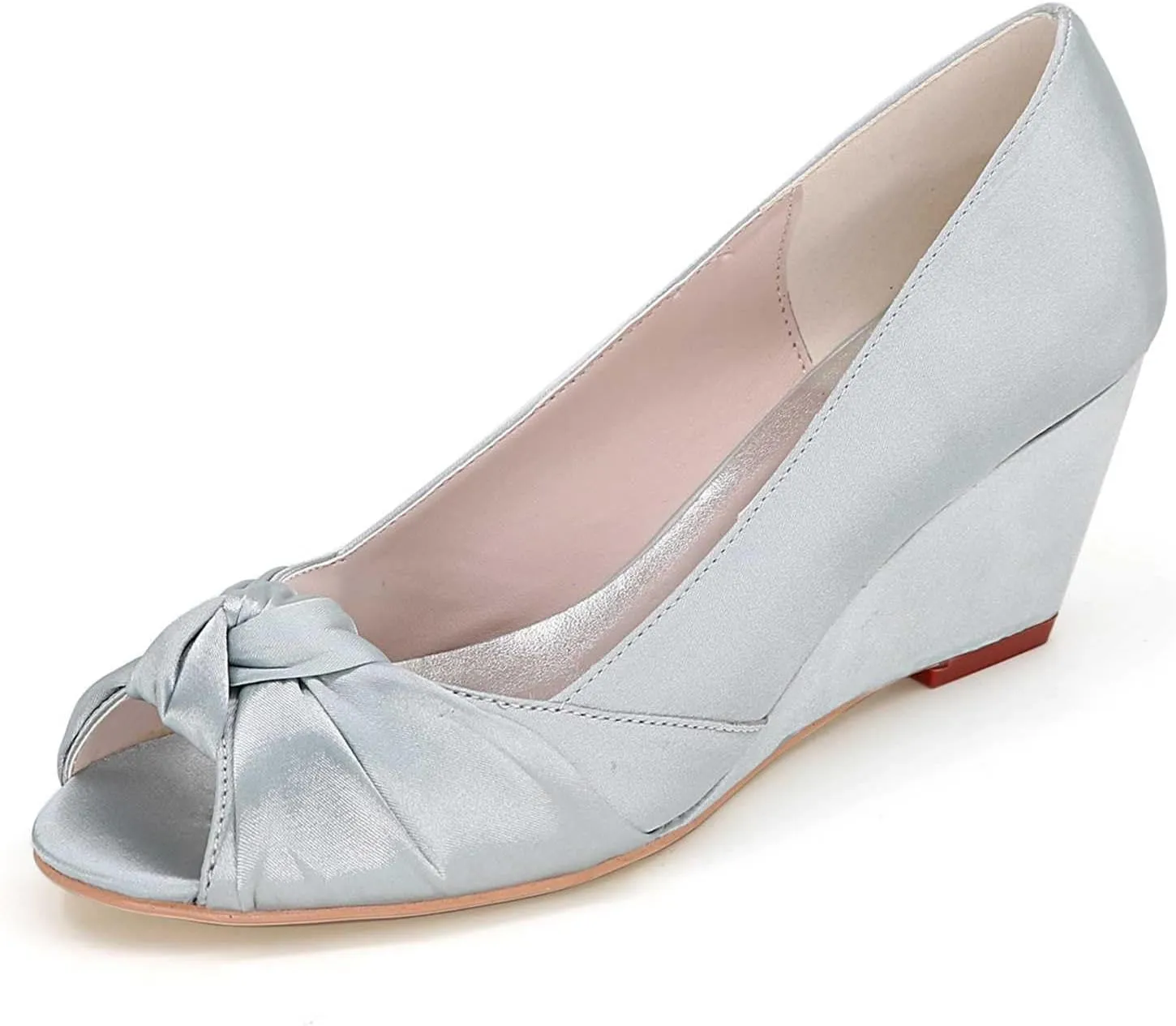 TarfiC Platform Heels for Women High Block Wedge Open Toe Heels Satin Bridal Fashion Wedding Party Evening Prom Dress Pump Sandals Shoes