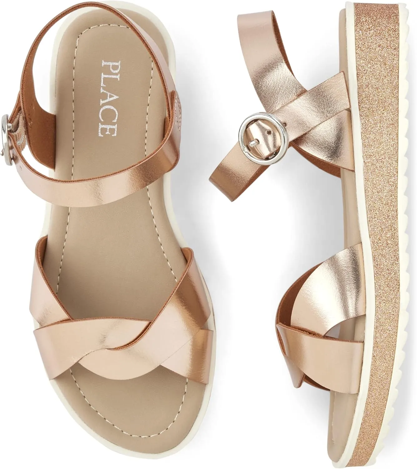 The Children's Place Girl's Platform Sandals with Adjustable Ankle Strap