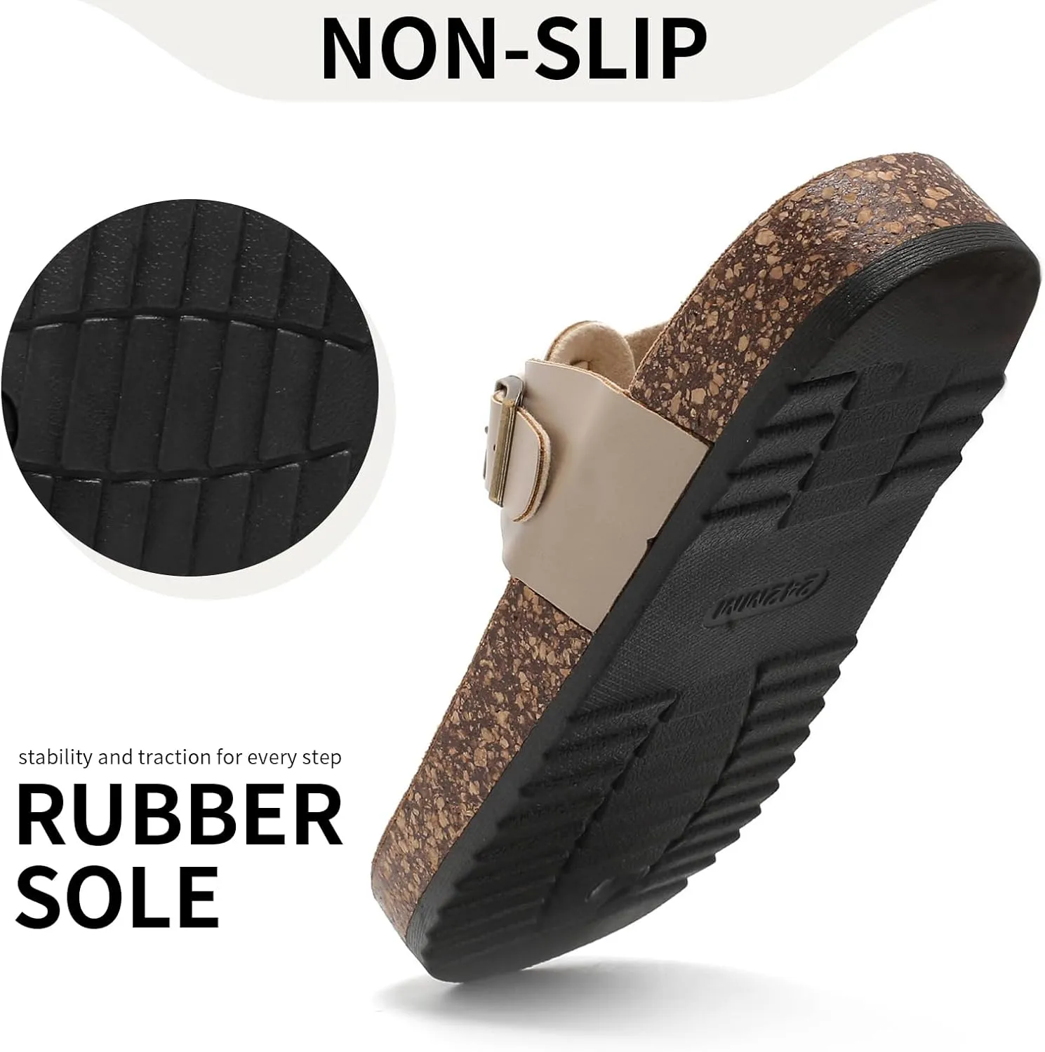 Thong Sandals for Women & Men，Non-slip Flip Flops with Cork Footbed Adjustable Buckle Summer Women Footwear Beach Essentials Slides