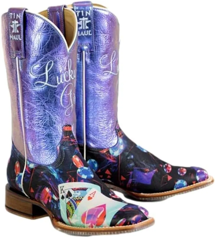 Tin Haul Womens Lady Luck Card Cowgirl Boot