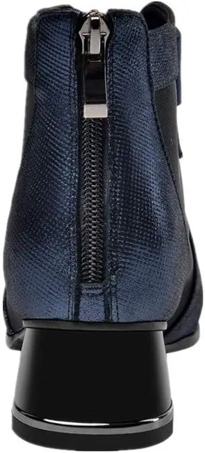 TinaCus Women's Patent Leather Pointed Toe Cute Bowknot Handmade Low Chunky Heel Stylish Ankle Boots with Back Zipper