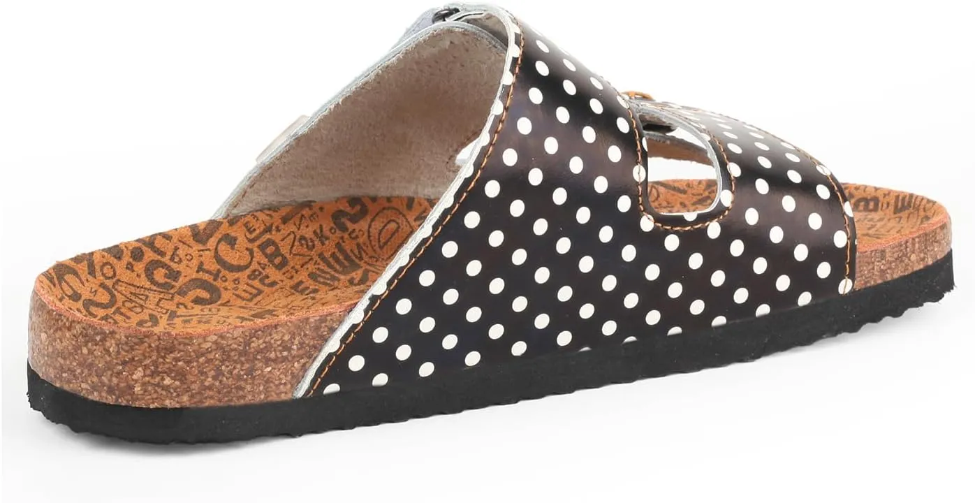 TMA EYES Womens Flat Sandals with Cork Footbed, Open Toe Slides Adjustable Slip On Slippers