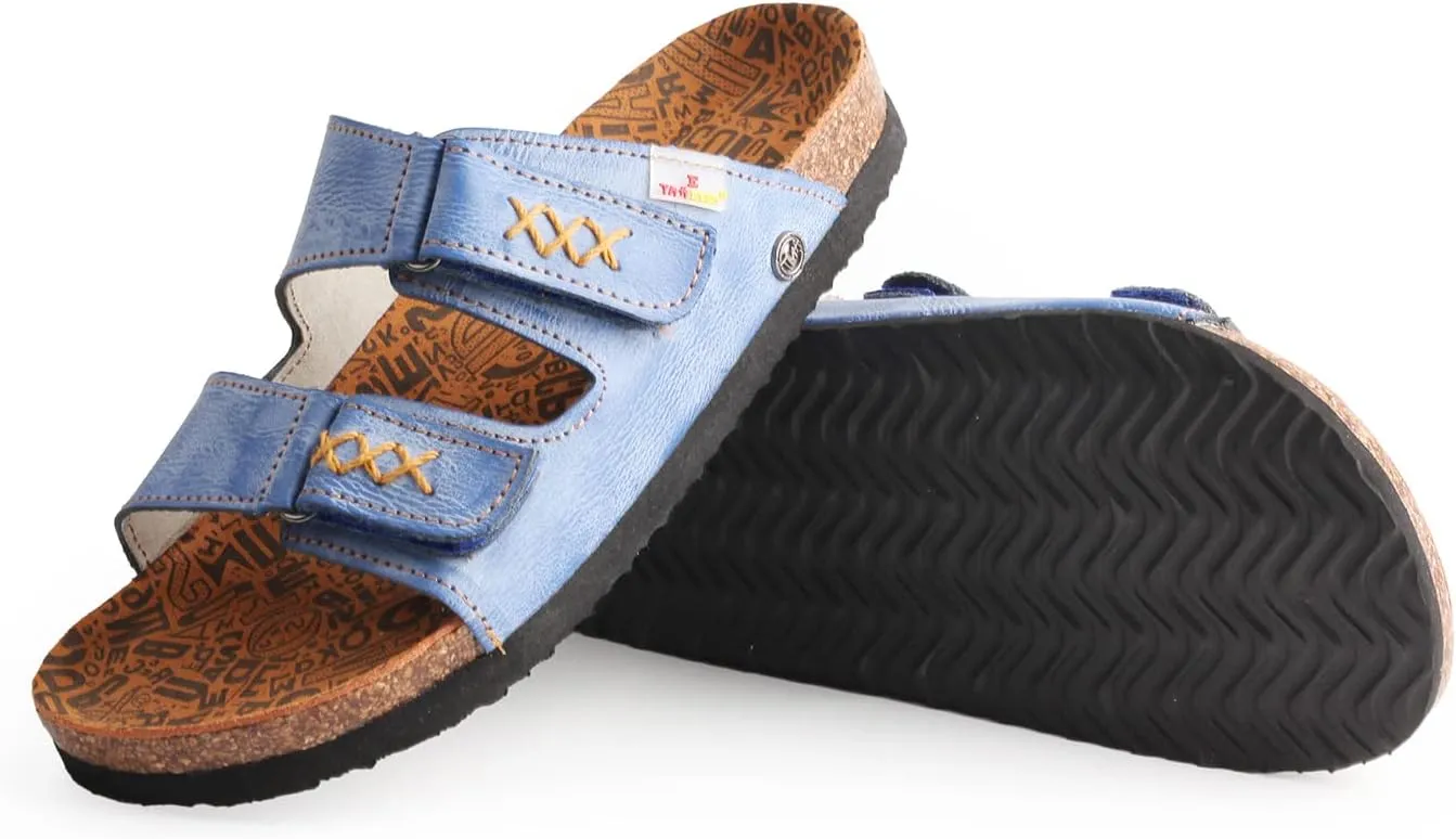 TMA EYES Womens Flat Sandals with Cork Footbed, Open Toe Slides Adjustable Slip On Slippers