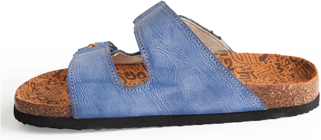 TMA EYES Womens Flat Sandals with Cork Footbed, Open Toe Slides Adjustable Slip On Slippers