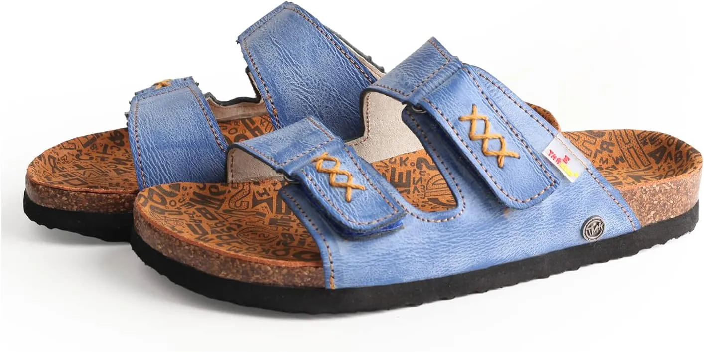 TMA EYES Womens Flat Sandals with Cork Footbed, Open Toe Slides Adjustable Slip On Slippers
