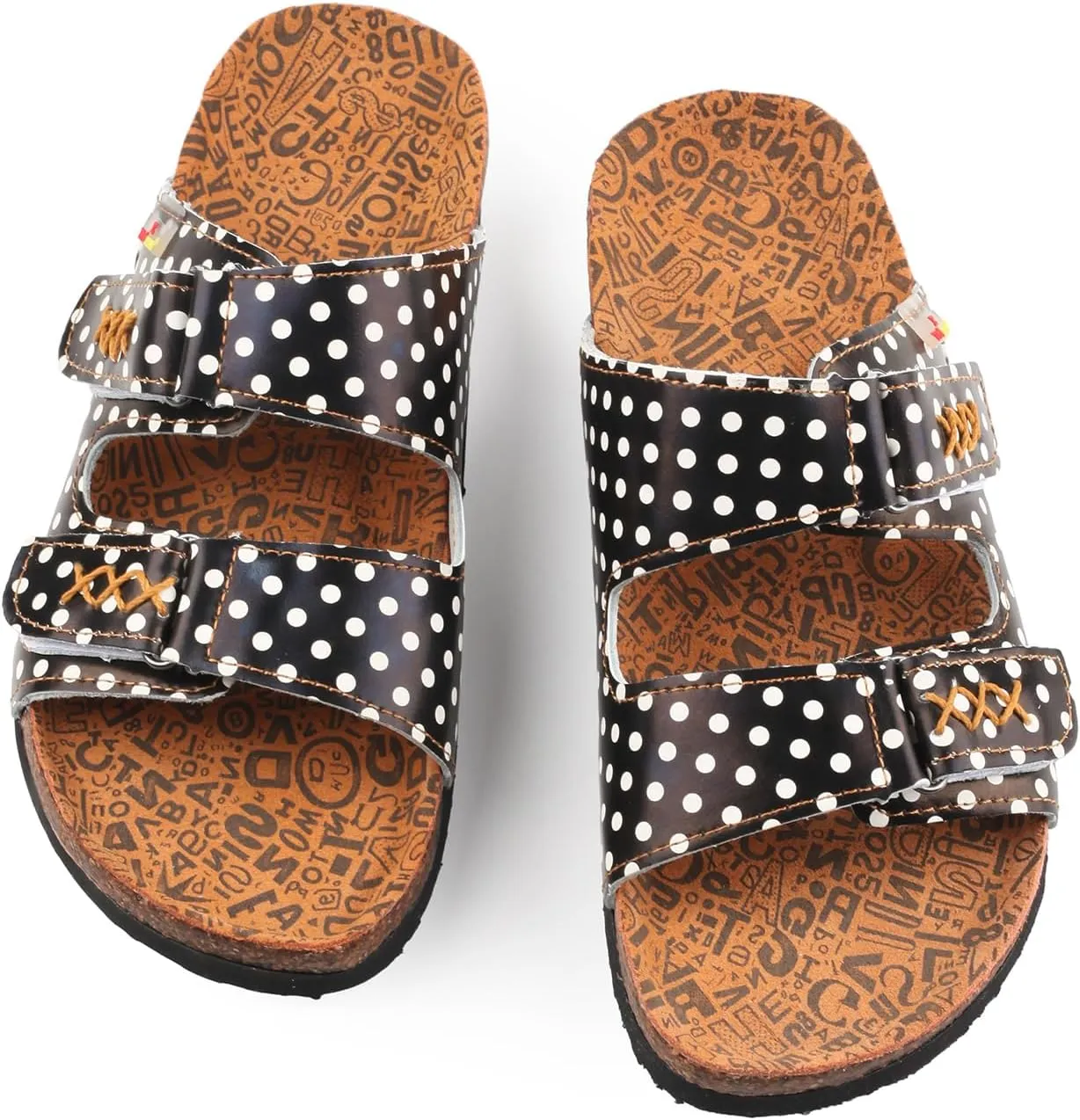 TMA EYES Womens Flat Sandals with Cork Footbed, Open Toe Slides Adjustable Slip On Slippers