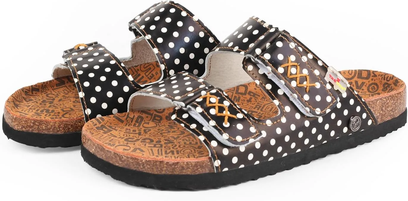 TMA EYES Womens Flat Sandals with Cork Footbed, Open Toe Slides Adjustable Slip On Slippers