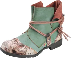TMA EYES Women's Tie-Accent Leather Lazy Wear Slip-on Ankle Boots