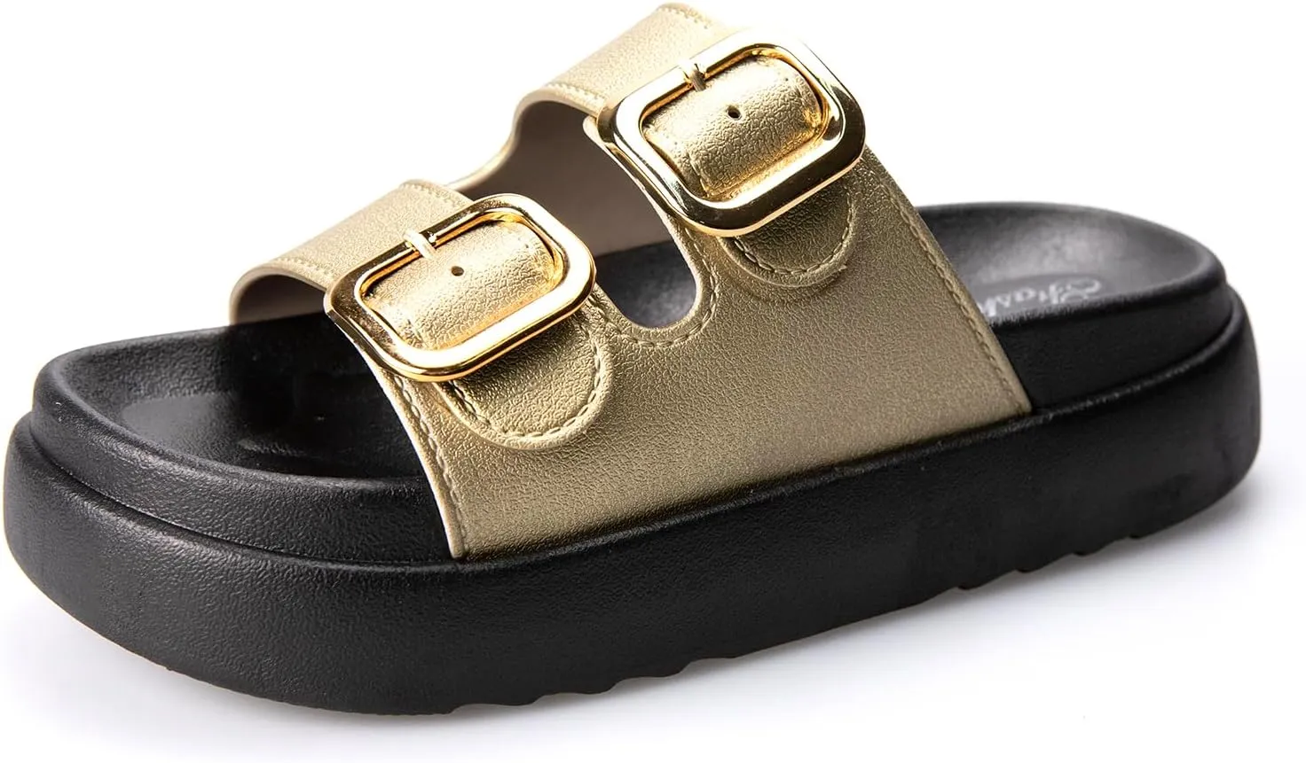 TOCONFFON Women's Fashion Slides Double Buckle Adjustable Platform Sandals Indoor Outdoor Slippers