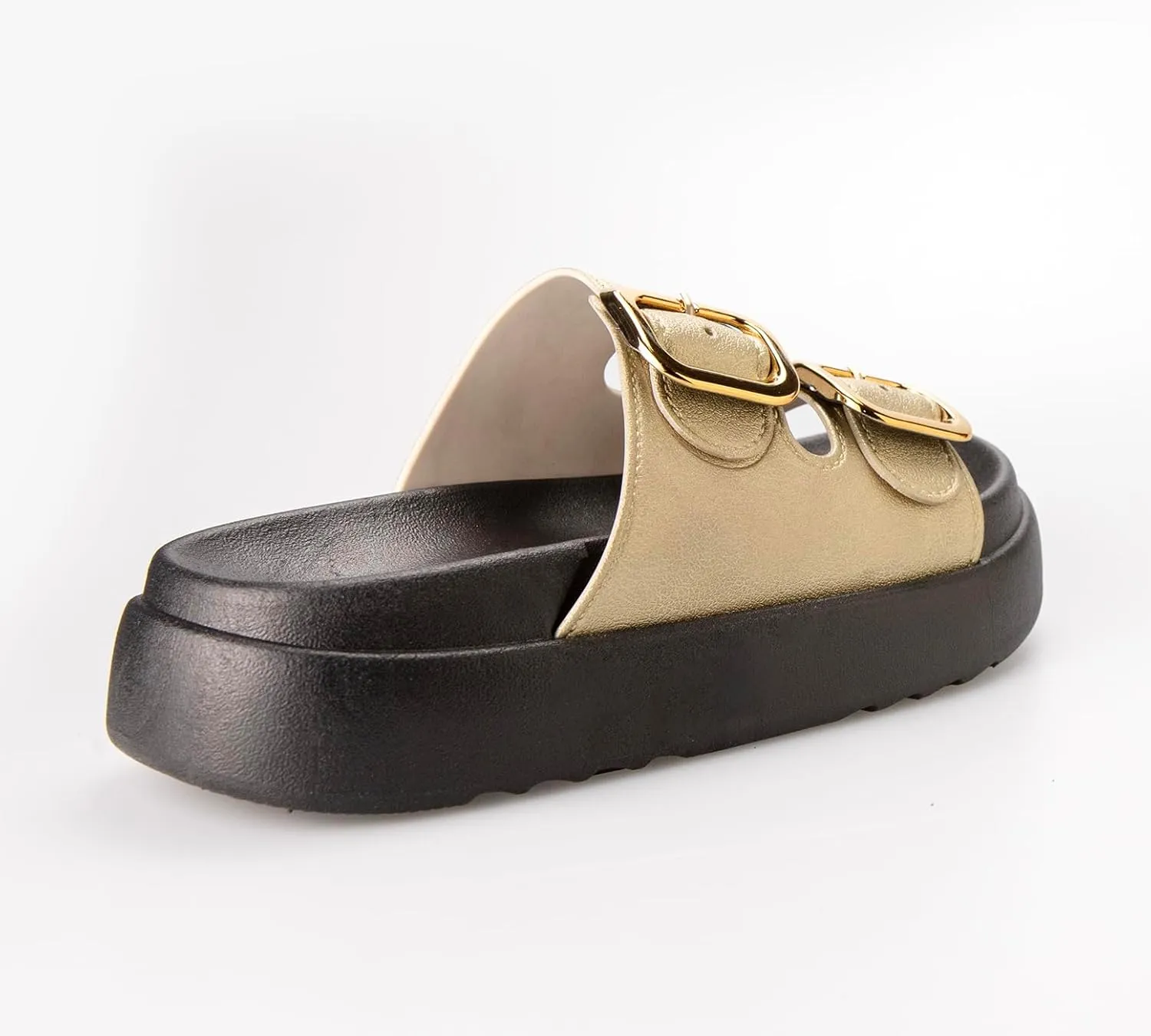 TOCONFFON Women's Fashion Slides Double Buckle Adjustable Platform Sandals Indoor Outdoor Slippers