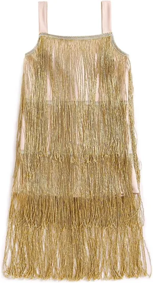 Toddler Girl Tassel Dress Summer Sleeveless Square Neck Zip Back Dance Solid Color Dress Girls Dress Bright