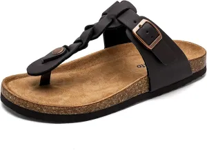 Torotto Boys Girls Cork Footbed Sandals Kids Flip Flops with Adjustable Braided Straps (Toddler/Little Kid/Big Kid)