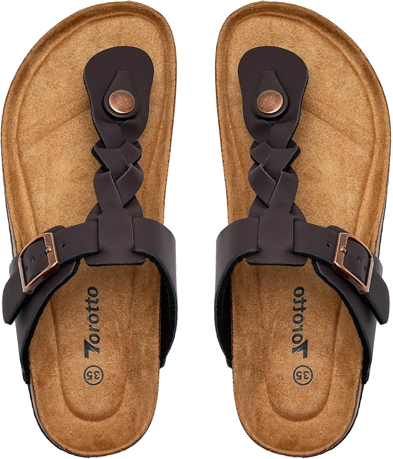Torotto Boys Girls Cork Footbed Sandals Kids Flip Flops with Adjustable Braided Straps (Toddler/Little Kid/Big Kid)