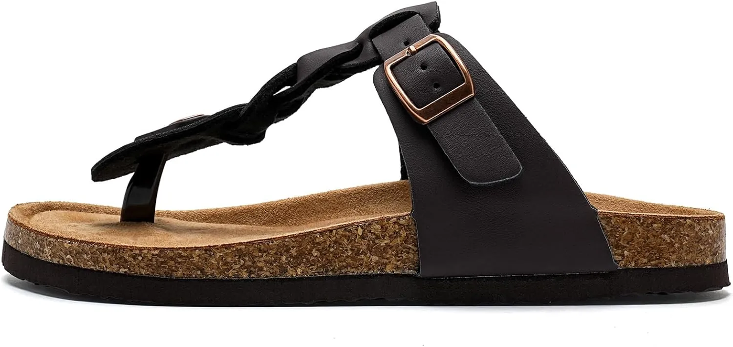 Torotto Boys Girls Cork Footbed Sandals Kids Flip Flops with Adjustable Braided Straps (Toddler/Little Kid/Big Kid)