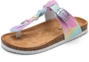 Torotto Boys Girls Cork Footbed Sandals Kids Flip Flops with Adjustable Braided Straps (Toddler/Little Kid/Big Kid)