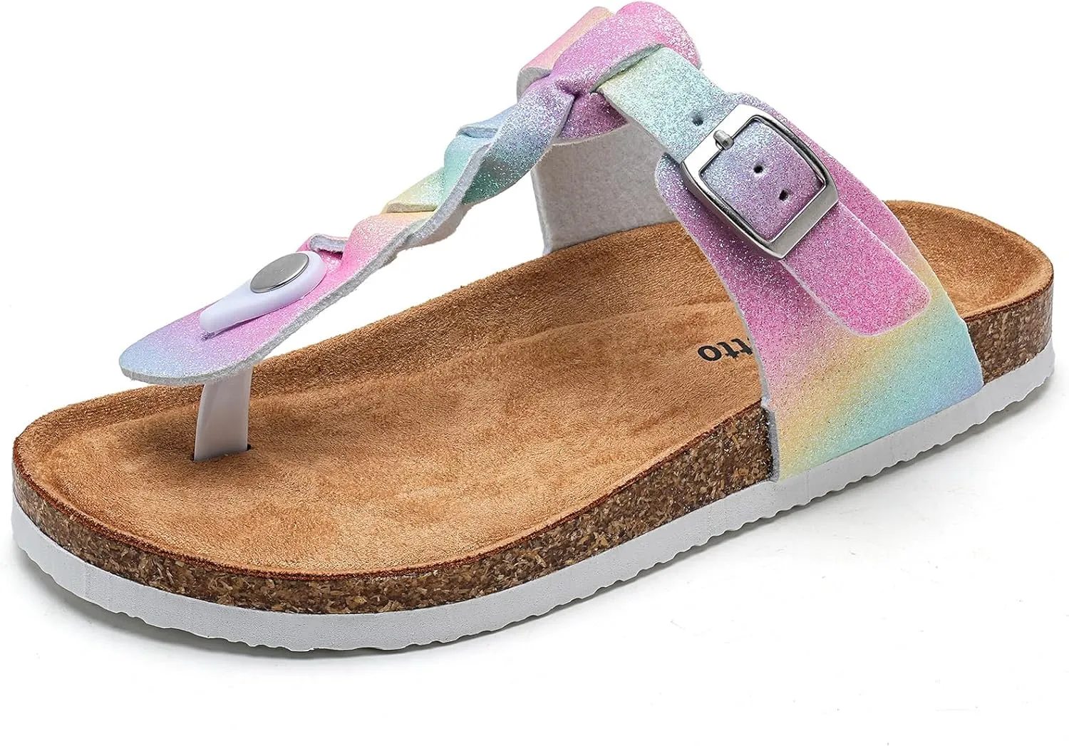 Torotto Boys Girls Cork Footbed Sandals Kids Flip Flops with Adjustable Braided Straps (Toddler/Little Kid/Big Kid)