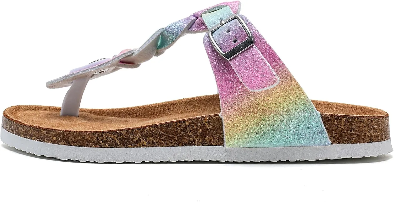 Torotto Boys Girls Cork Footbed Sandals Kids Flip Flops with Adjustable Braided Straps (Toddler/Little Kid/Big Kid)