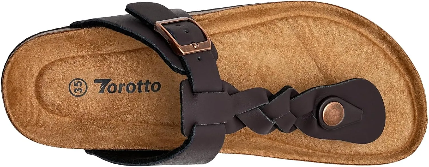Torotto Boys Girls Cork Footbed Sandals Kids Flip Flops with Adjustable Braided Straps (Toddler/Little Kid/Big Kid)