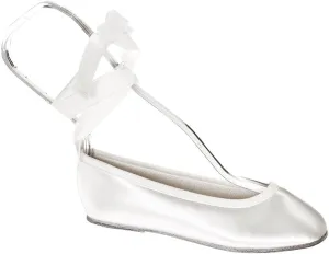 Touch Ups Girls' Gypsy Slip-on Shoes,White Satin,4 M