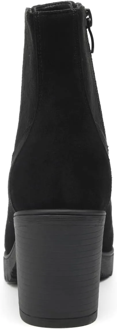 TYNDALL Women's Chunky Heel Ankle Boots Stylish High Heel Lace-Up Side Zipper Booties for Girls Black Women's Boots