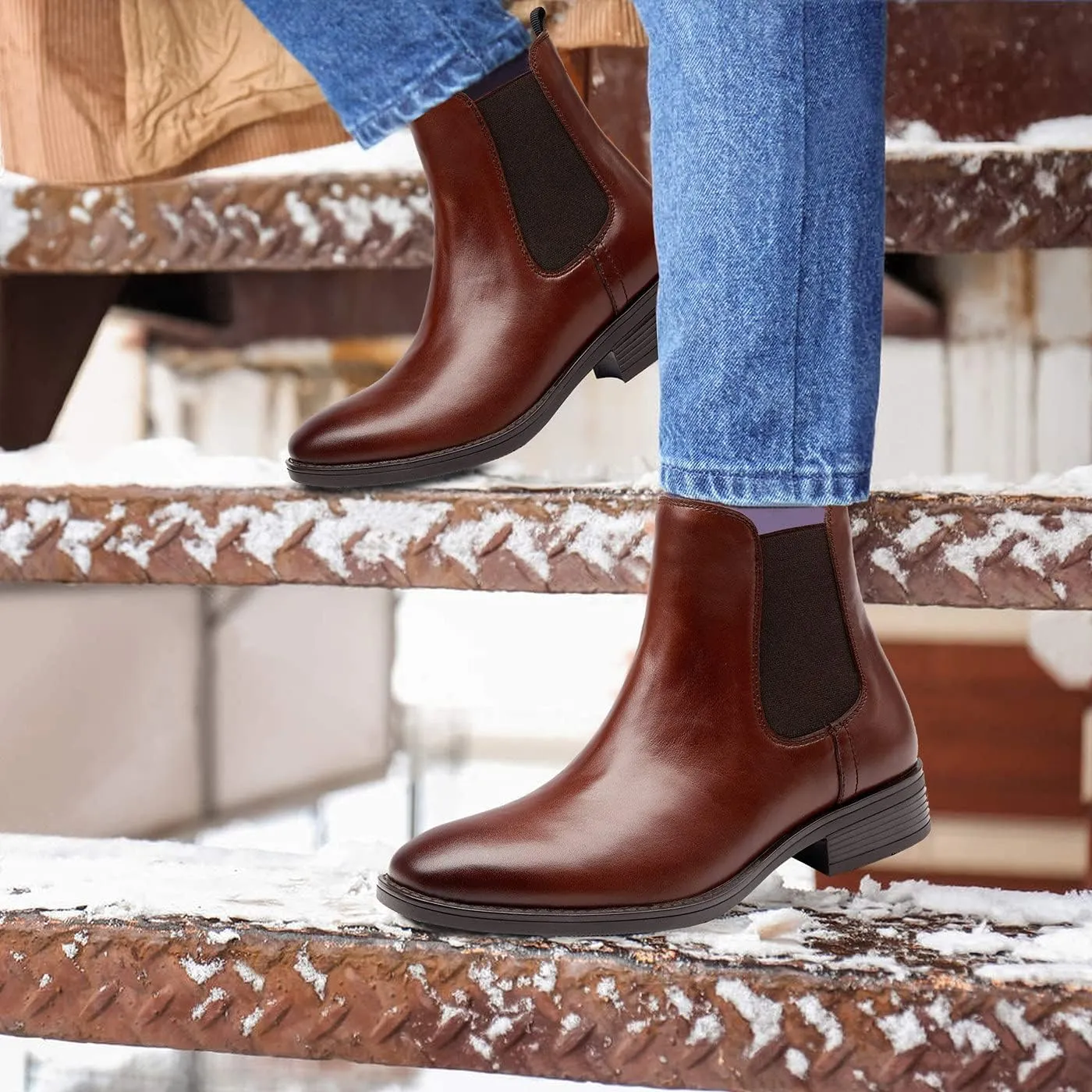 U-lite Womens Fall Winter Comfortable Stylish Leather Chelsea Ankle Boots Women Booties