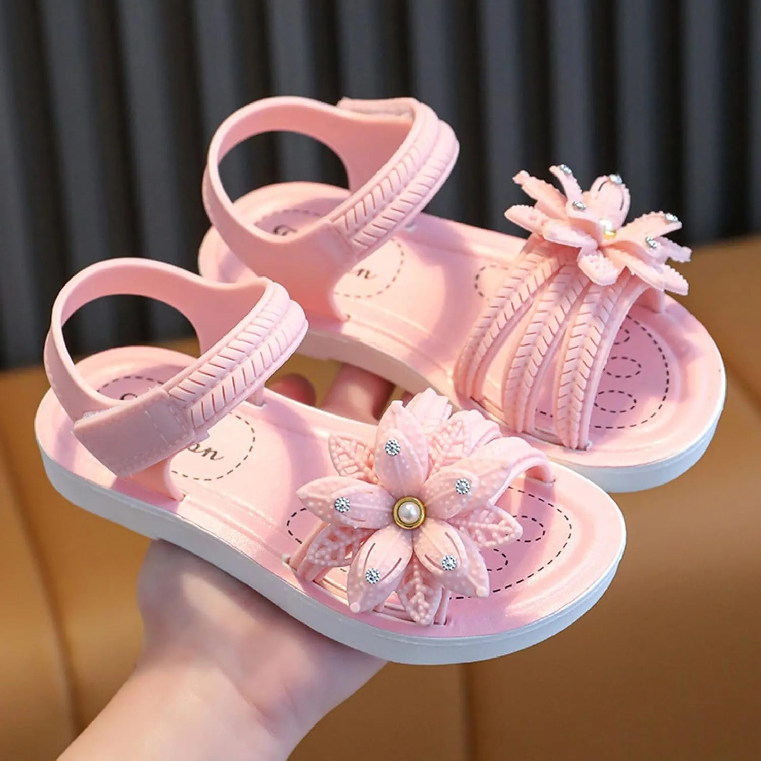Unisex Kids Summer Sandals Baby Comfort Anti-Slip Open Toe Adjustable Walking Beach Shower Shoes for Boys Girls