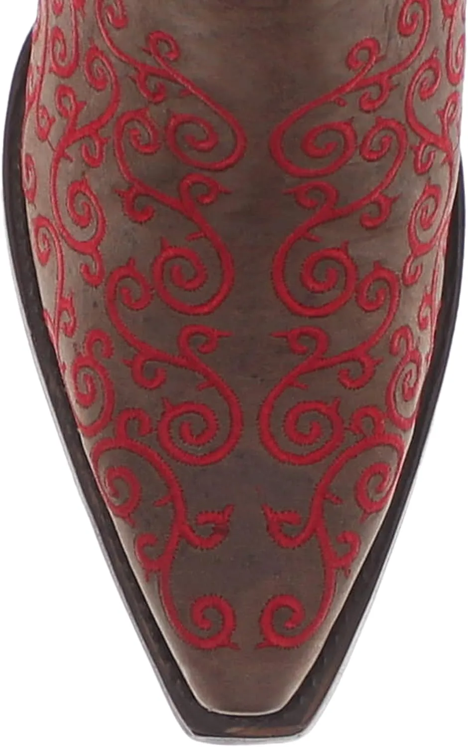 Vaccari Women's Claire Genuine Leather NCAA League & Scroll Embroidery Snip Toe Cowgirl Boots