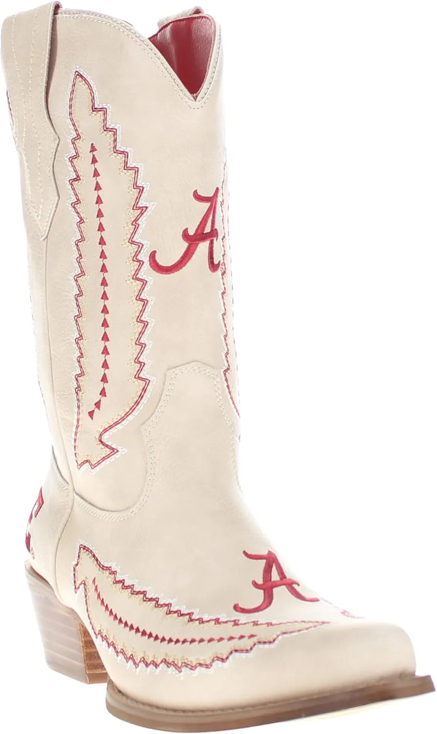 Vaccari Women's Mimi Premium PU Leather NCAA Athletics Embroidery Cowboy Boots