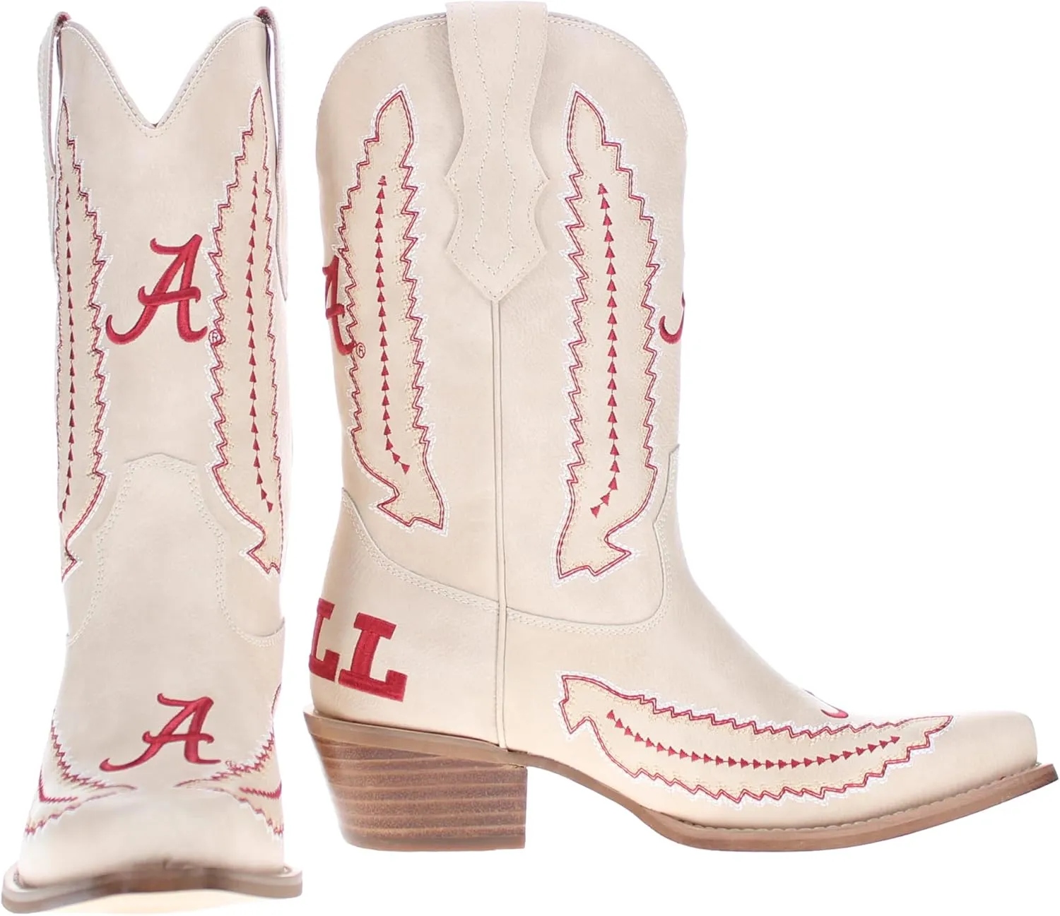 Vaccari Women's Mimi Premium PU Leather NCAA Athletics Embroidery Cowboy Boots