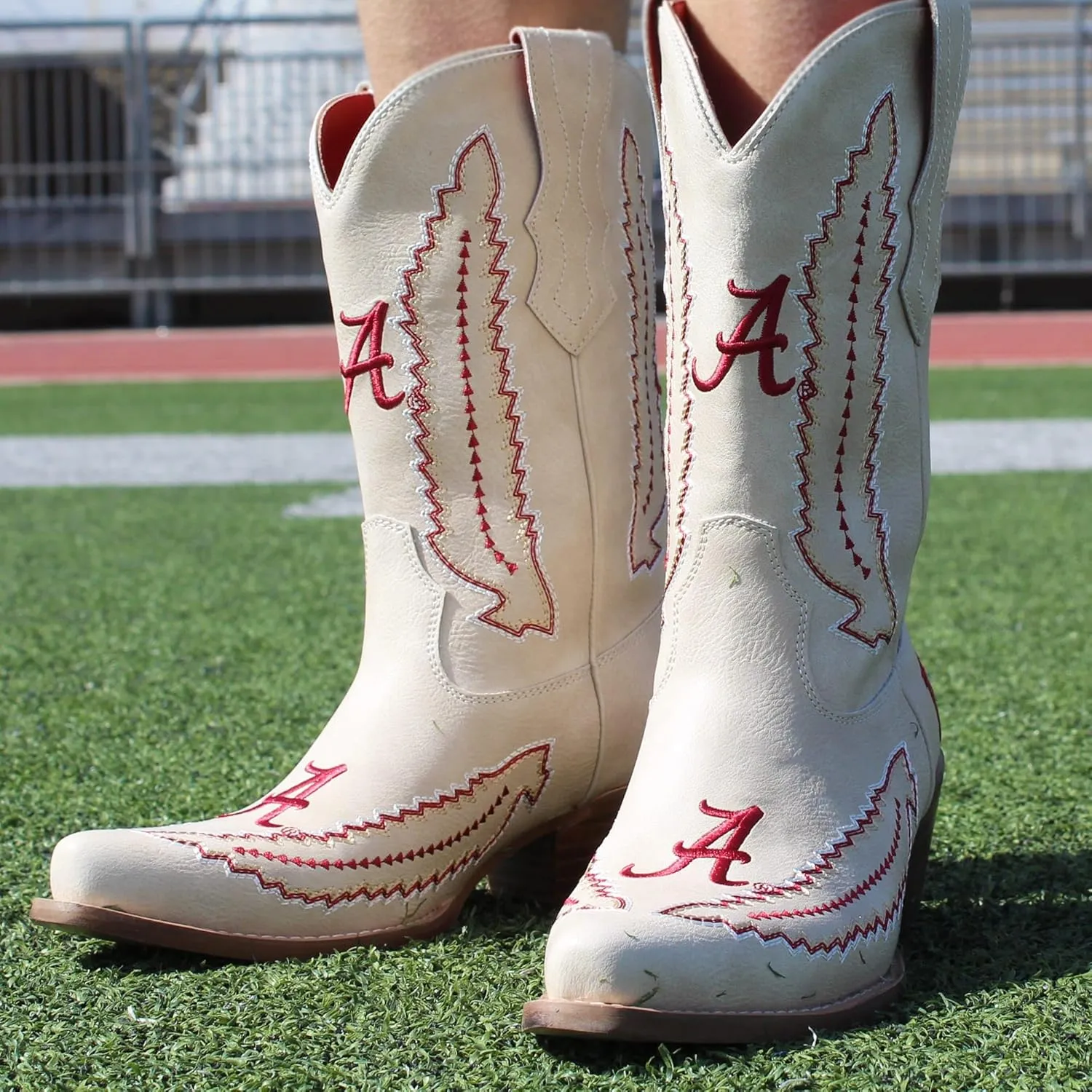 Vaccari Women's Mimi Premium PU Leather NCAA Athletics Embroidery Cowboy Boots