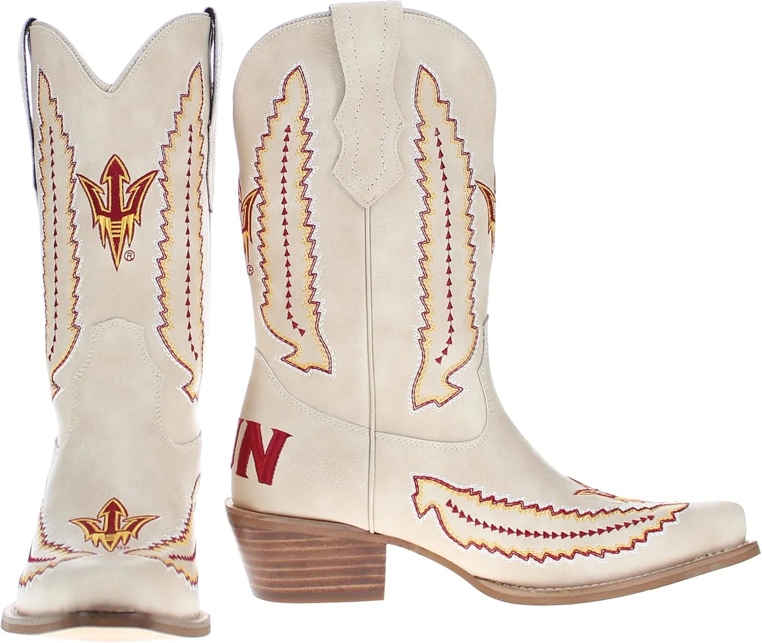 Vaccari Women's Mimi Premium PU Leather NCAA Athletics Embroidery Cowboy Boots