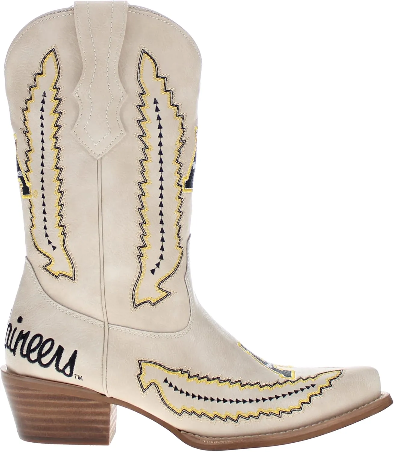 Vaccari Women's Mimi Premium PU Leather NCAA Athletics Embroidery Cowboy Boots