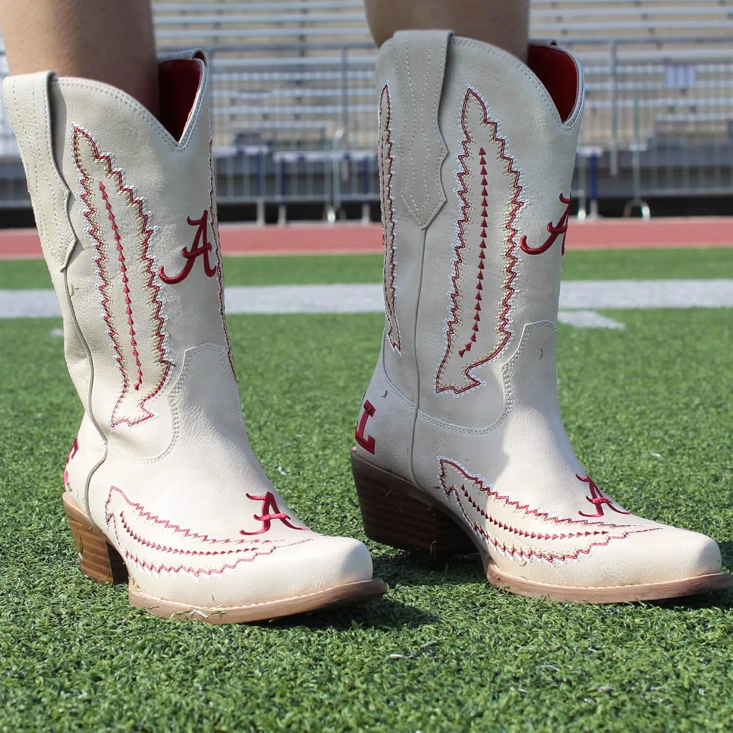 Vaccari Women's Mimi Premium PU Leather NCAA Athletics Embroidery Cowboy Boots