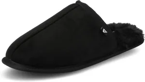 Vance Co. Mens Duncan Plush Fur Lined Cushioned Slippers Round Toe Slip On Indoor/Outdoor Warm House Shoe with Durable Sole Black M(9-10) Medium MENS US