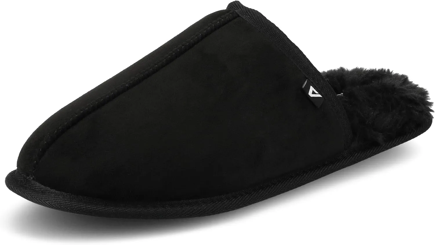 Vance Co. Mens Duncan Plush Fur Lined Cushioned Slippers Round Toe Slip On Indoor/Outdoor Warm House Shoe with Durable Sole Black M(9-10) Medium MENS US