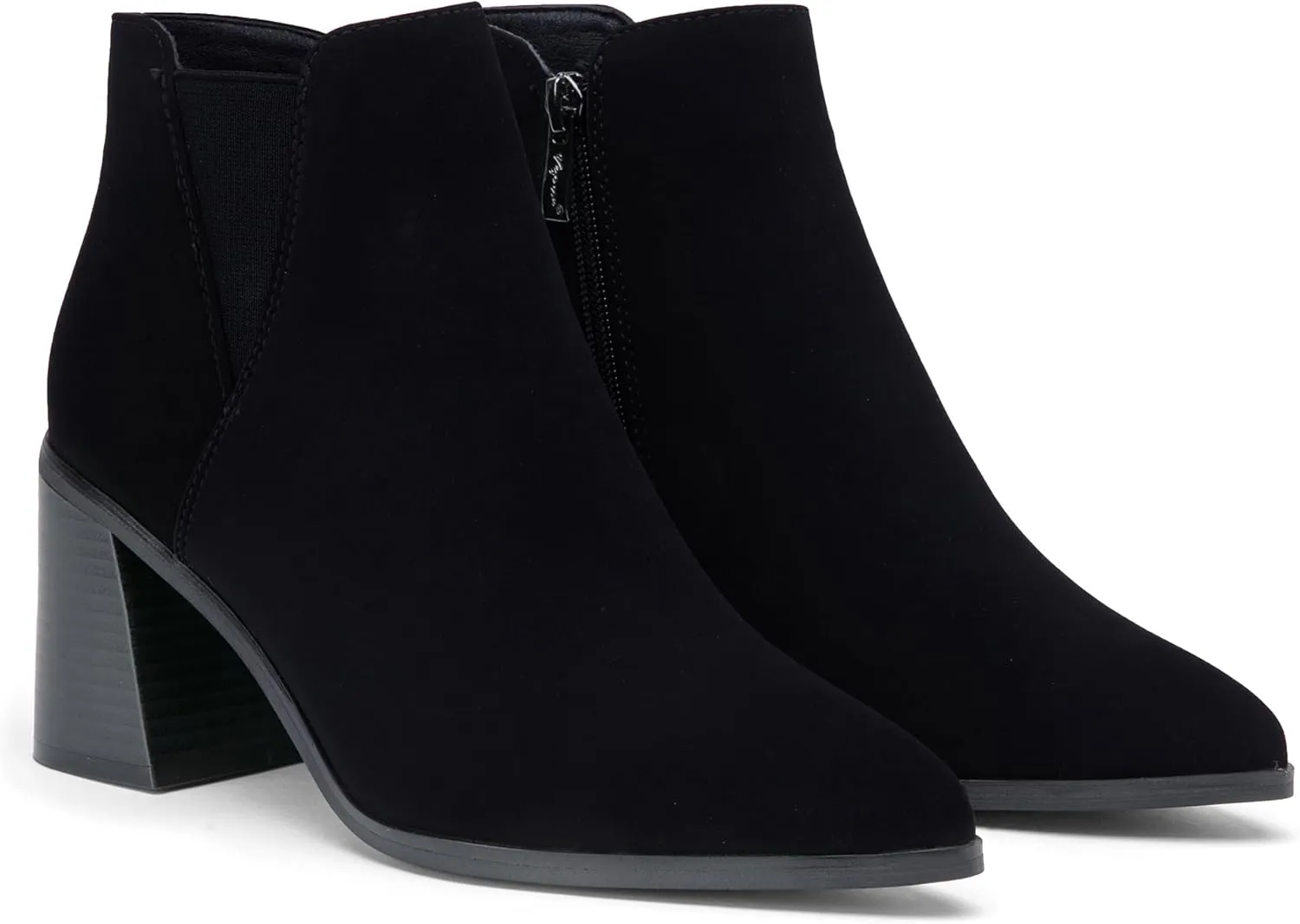 Vepose Women's 9631 Ankle Booties Pointed Toe, Block Chunky Heel Boots with Side Zipper