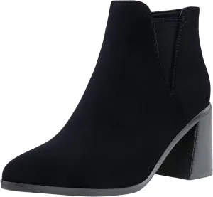 Vepose Women's 9631 Ankle Booties Pointed Toe, Block Chunky Heel Boots with Side Zipper