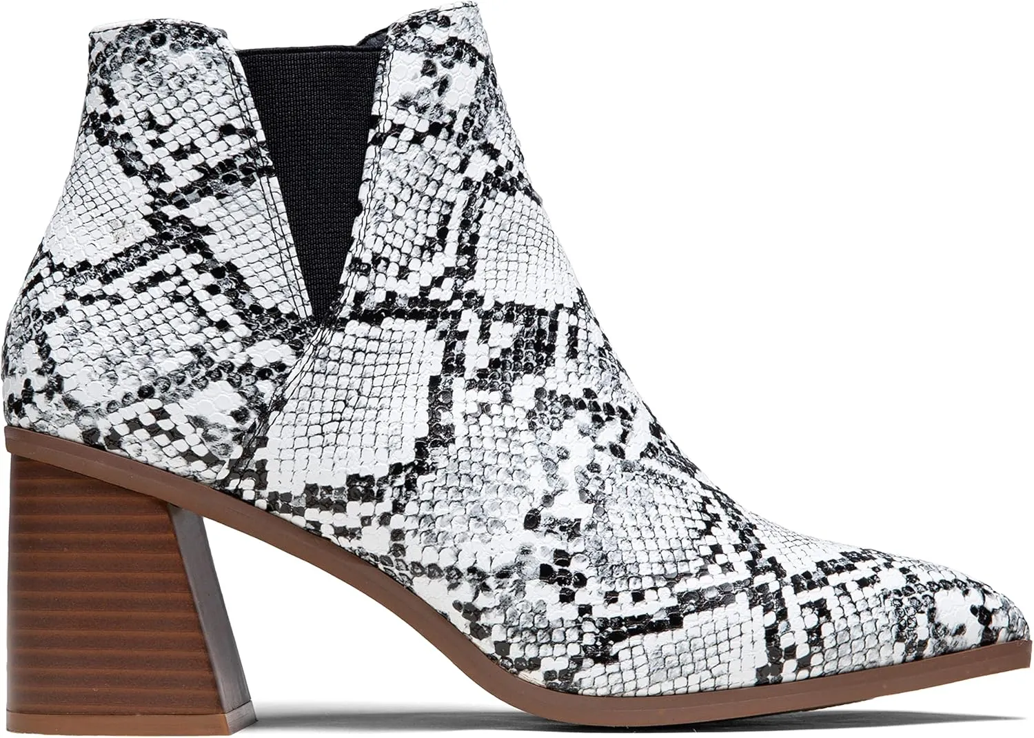 Vepose Women's 9631 Ankle Booties Pointed Toe, Block Chunky Heel Boots with Side Zipper