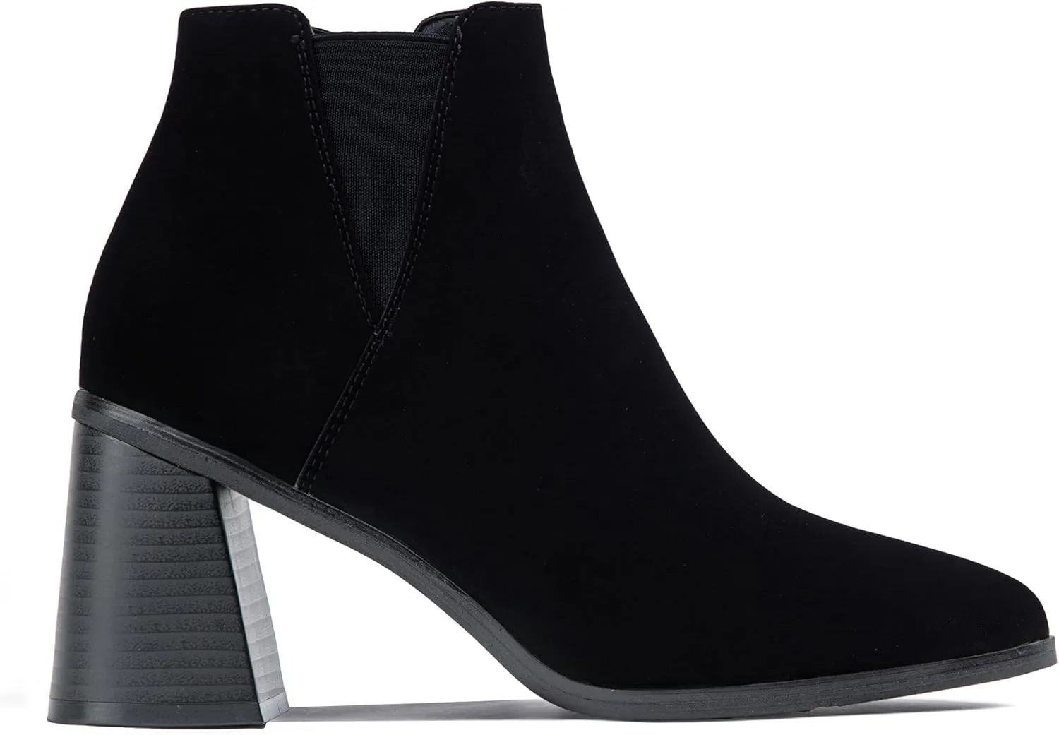 Vepose Women's 9631 Ankle Booties Pointed Toe, Block Chunky Heel Boots with Side Zipper