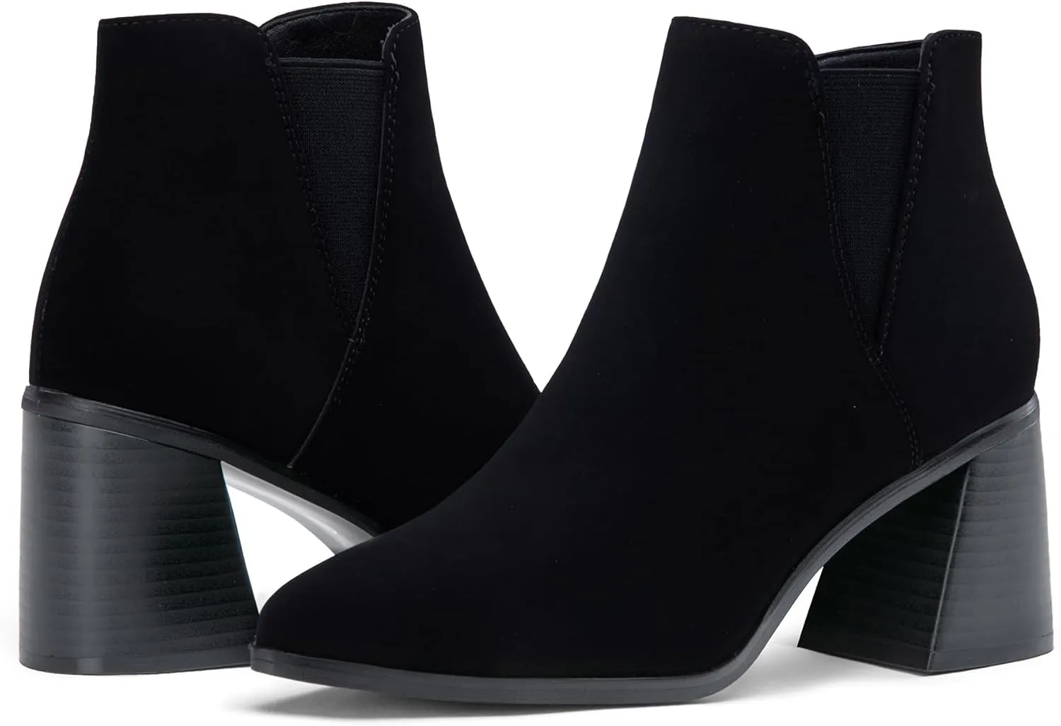 Vepose Women's 9631 Ankle Booties Pointed Toe, Block Chunky Heel Boots with Side Zipper