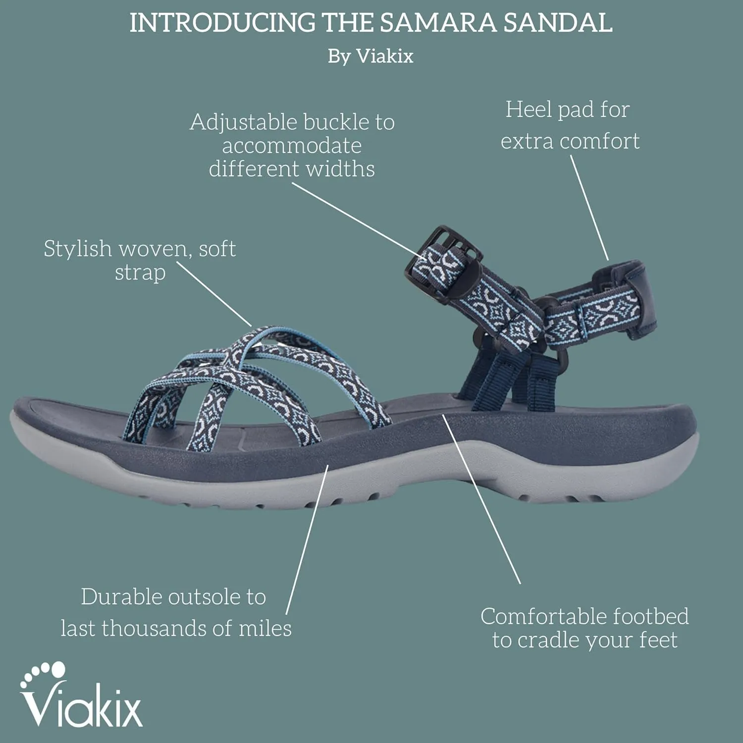 Viakix Women's Walking Sandals – Premium Comfortable Sport Sandals for Outdoors, Travel, Hiking, Beach & Everyday Wear
