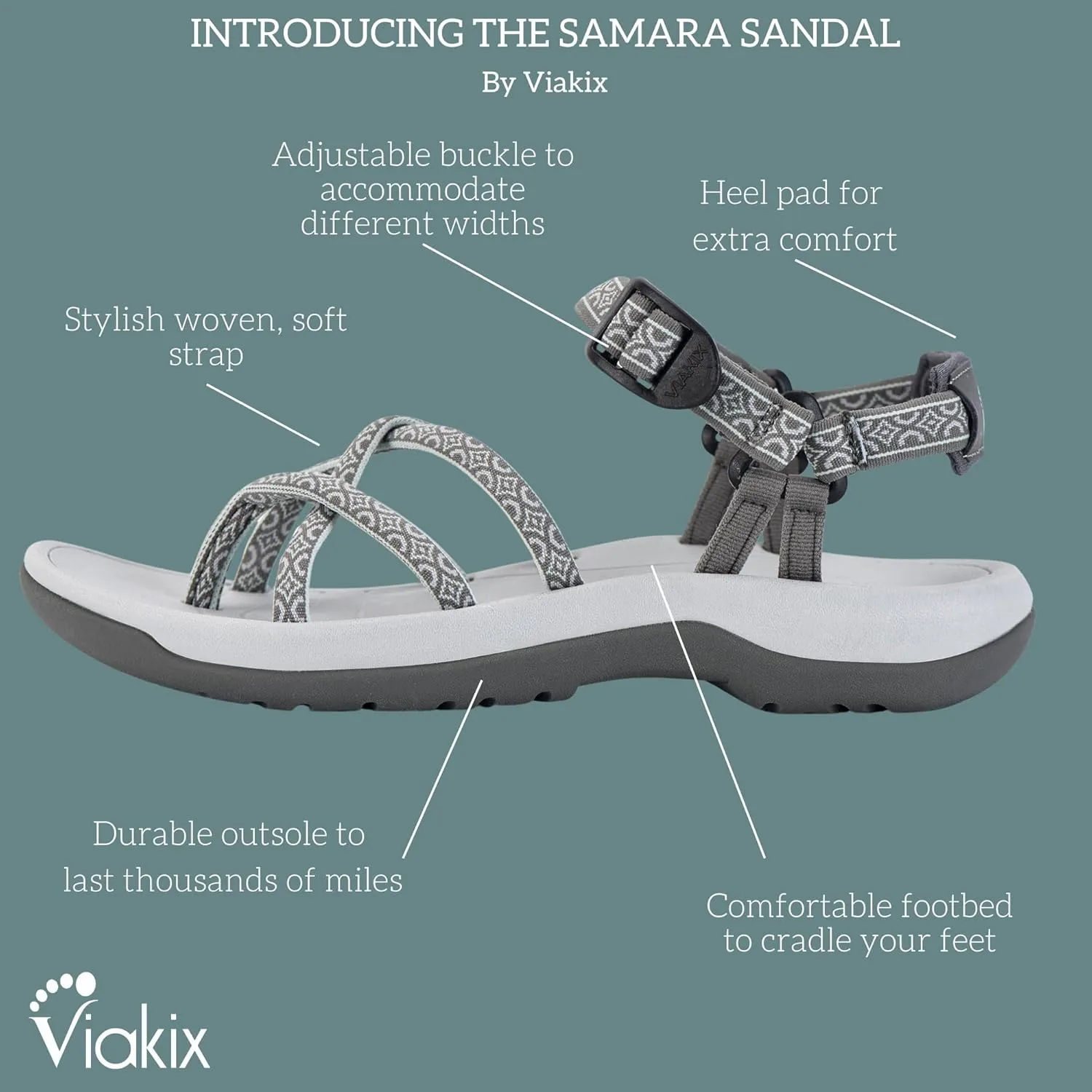 Viakix Women's Walking Sandals – Premium Comfortable Sport Sandals for Outdoors, Travel, Hiking, Beach & Everyday Wear