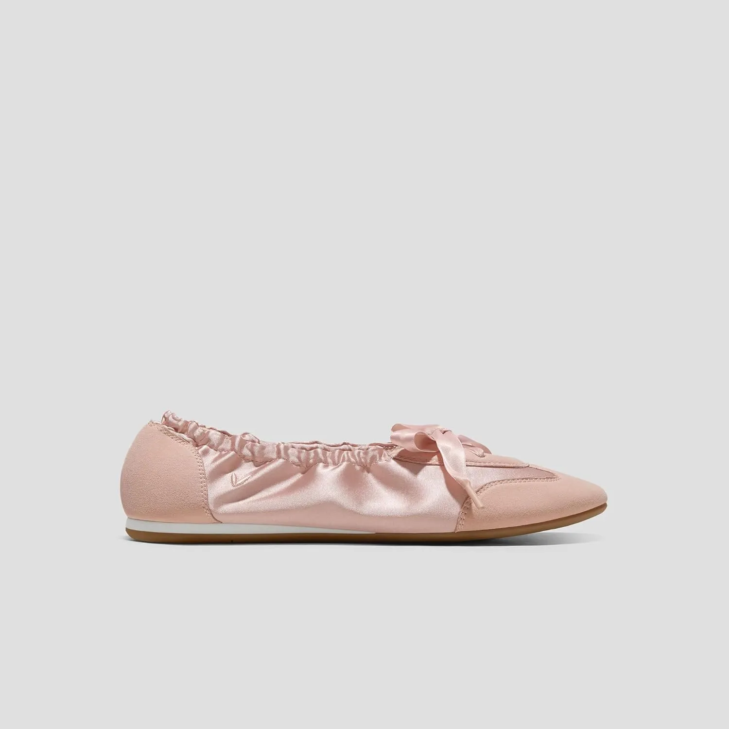 VIVIAIA Yanka Round-Toe Sporty Ballet Lace-Up Satin Sneakerina Flats