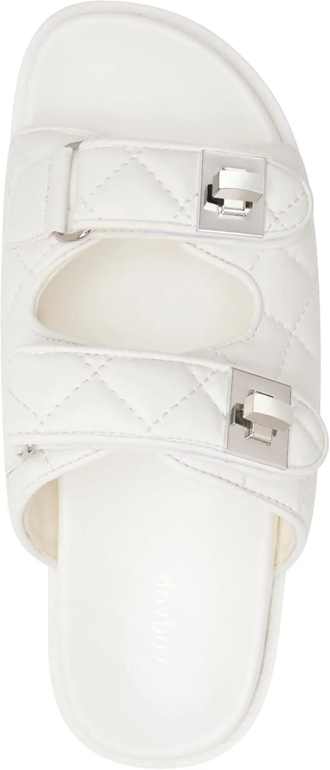 vodvob Women's platform Sandals Slide Double Straps Adjustable Slides Comfort Slides Open Toe Summer Dressy Sandals Slip On Casual Slides