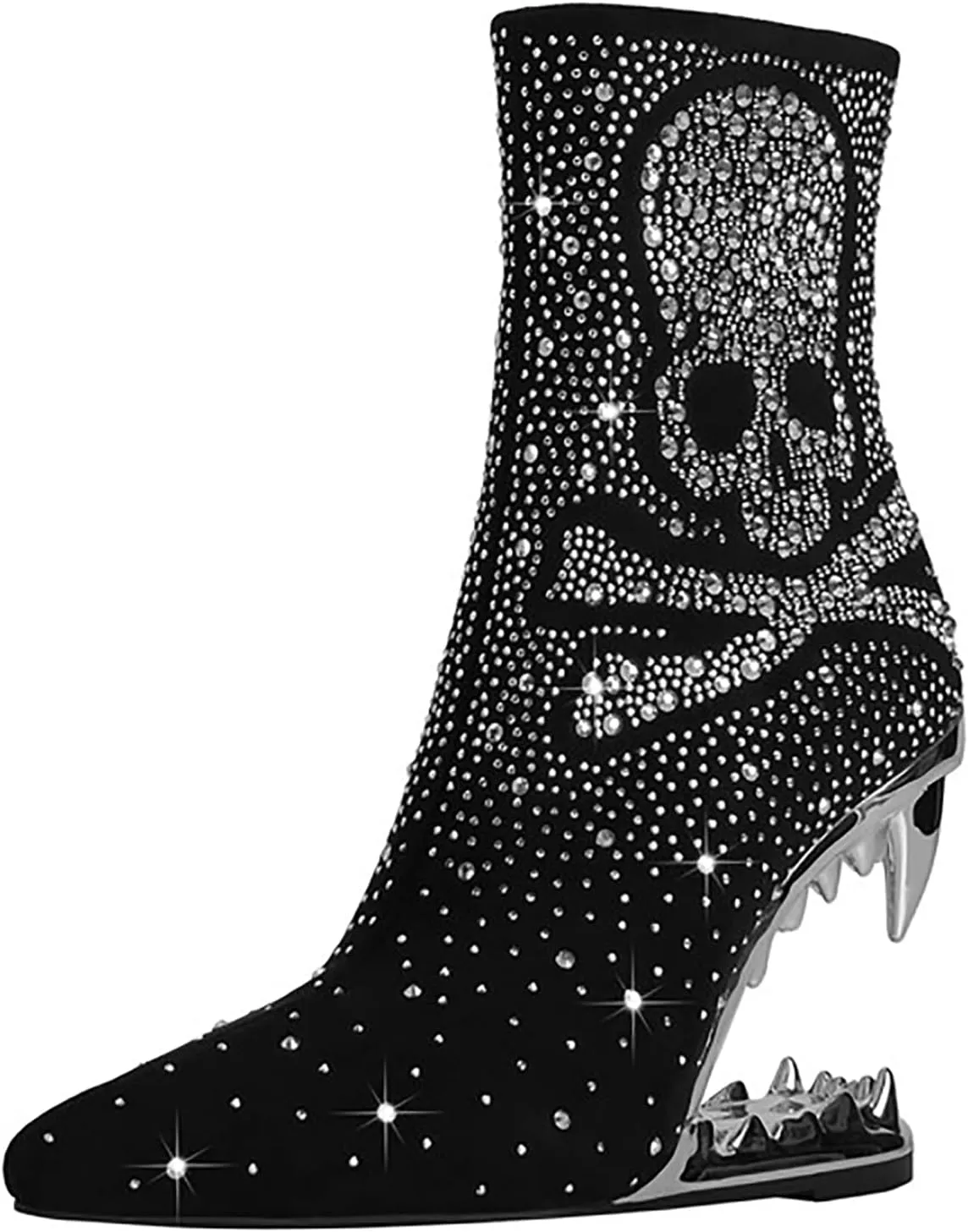 Wanliluxy Shark Teeth Ankle Boots Morso Boots Animal Pattern Boots Rhinestone Ankle Boots